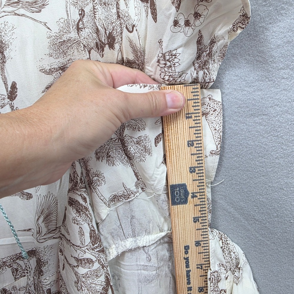 Cloth and Portrait Safari Toile Maxi Dress Sz XL Cream Leopard Tiered Jungle - Picture 6 of 12